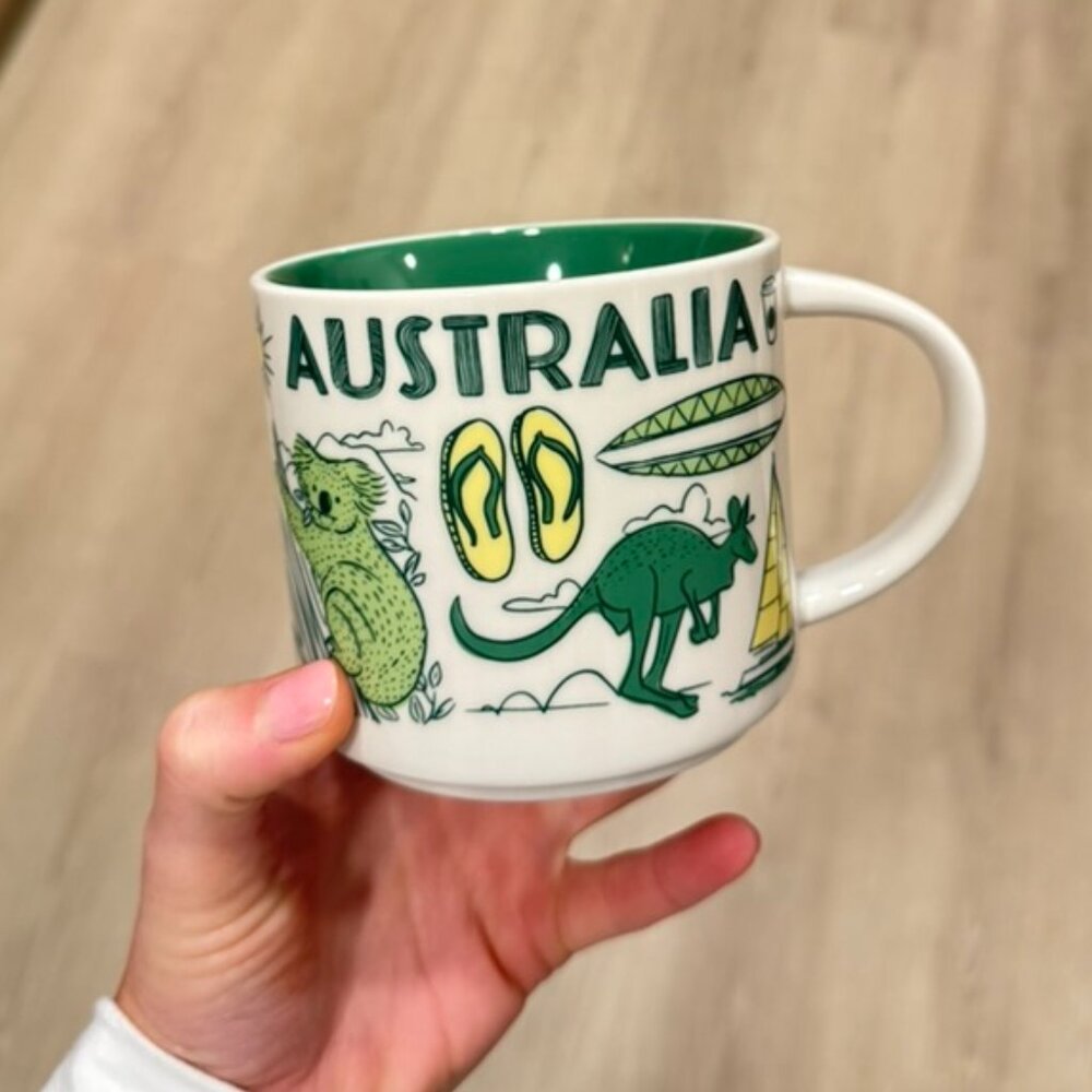 Starbucks Been There Series Australia Mug 14oz Green Interior Collectible
